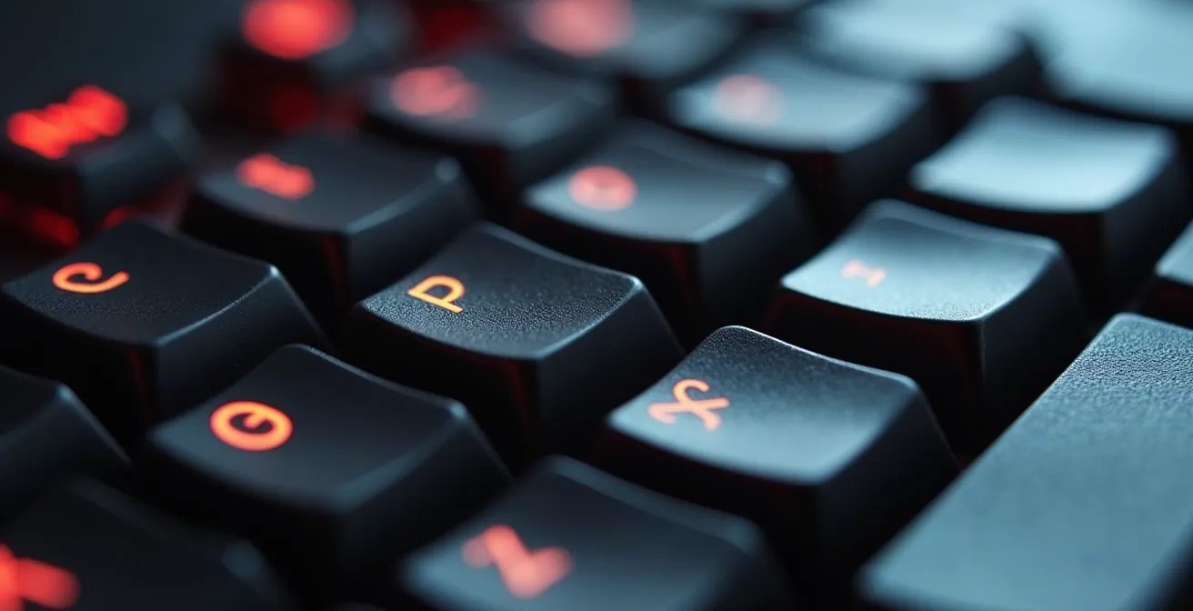 Macro détail de touches de clavier de qualité premium avec textures et surfaces fines