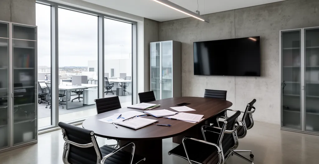 Salle de réunion professionnelle avec table ovale et sièges design
